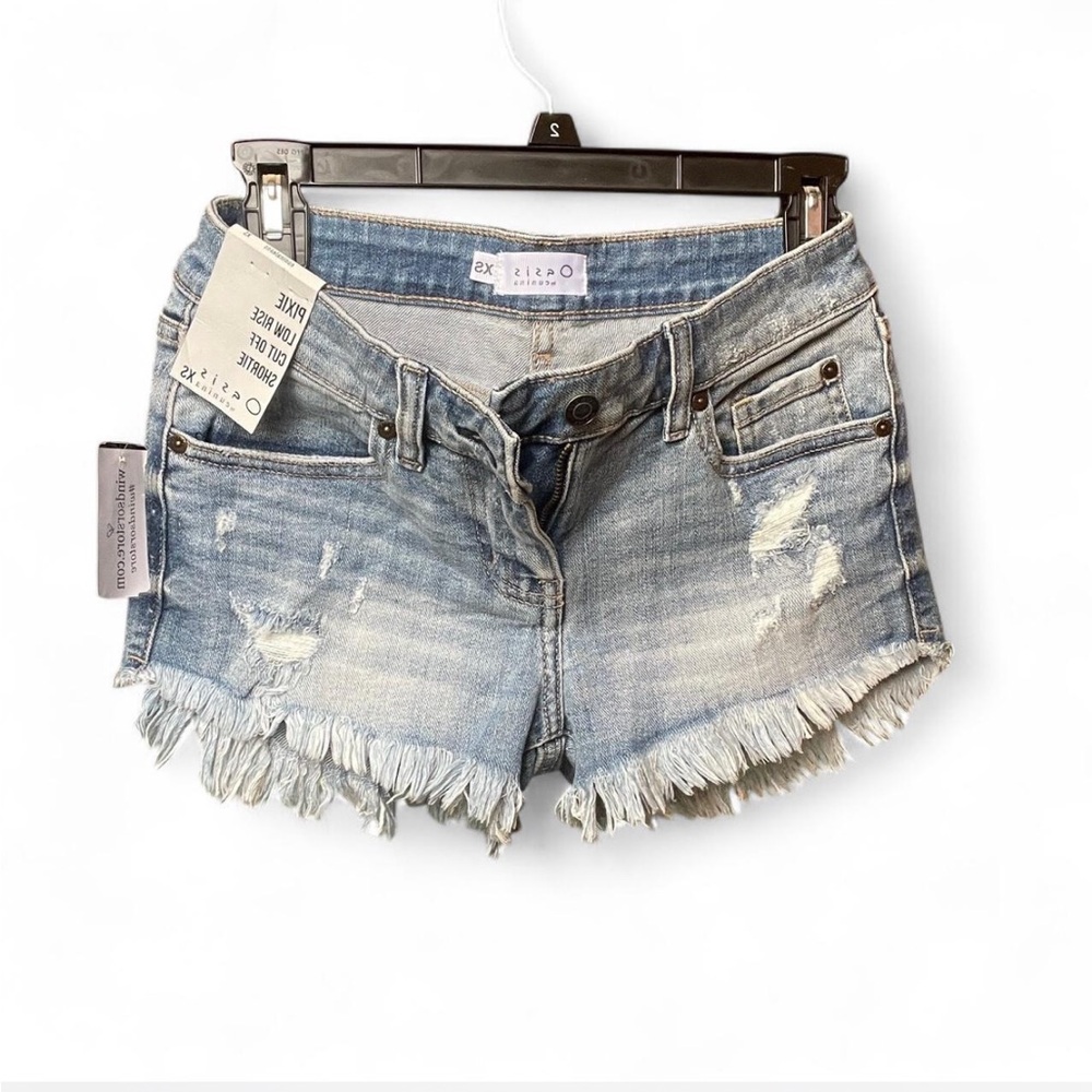 Lira Blue Jean Shorts with Distressed Frayed Hem